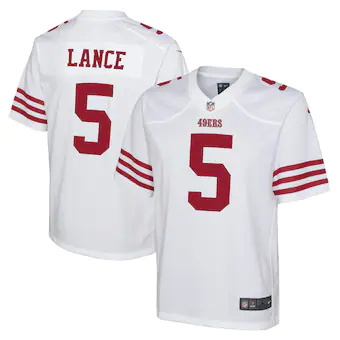 youth nike trey lance white san francisco 49ers game jersey